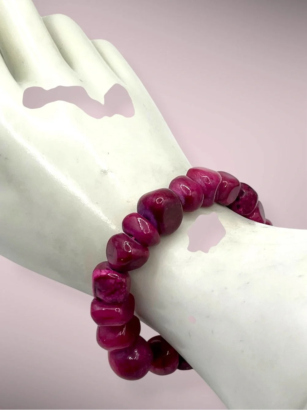 Dyed Agate Organic Nugget Beaded Stretch Bracelet
